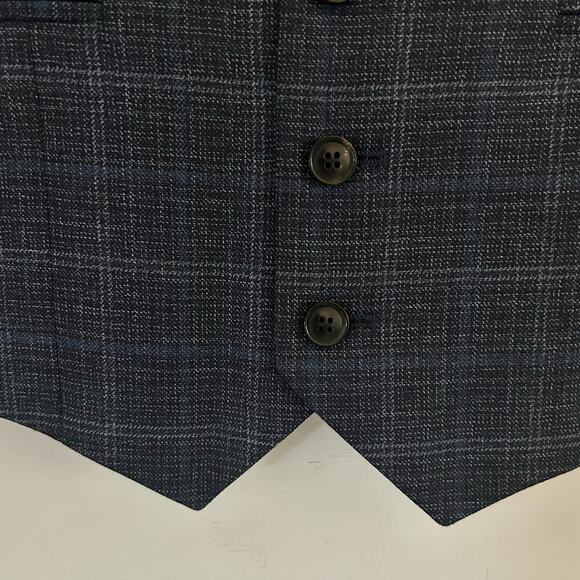 REISS Men's Monroe Modern Fit Check Vest Button Front Navy Blue 36 - Picture 4 of 10